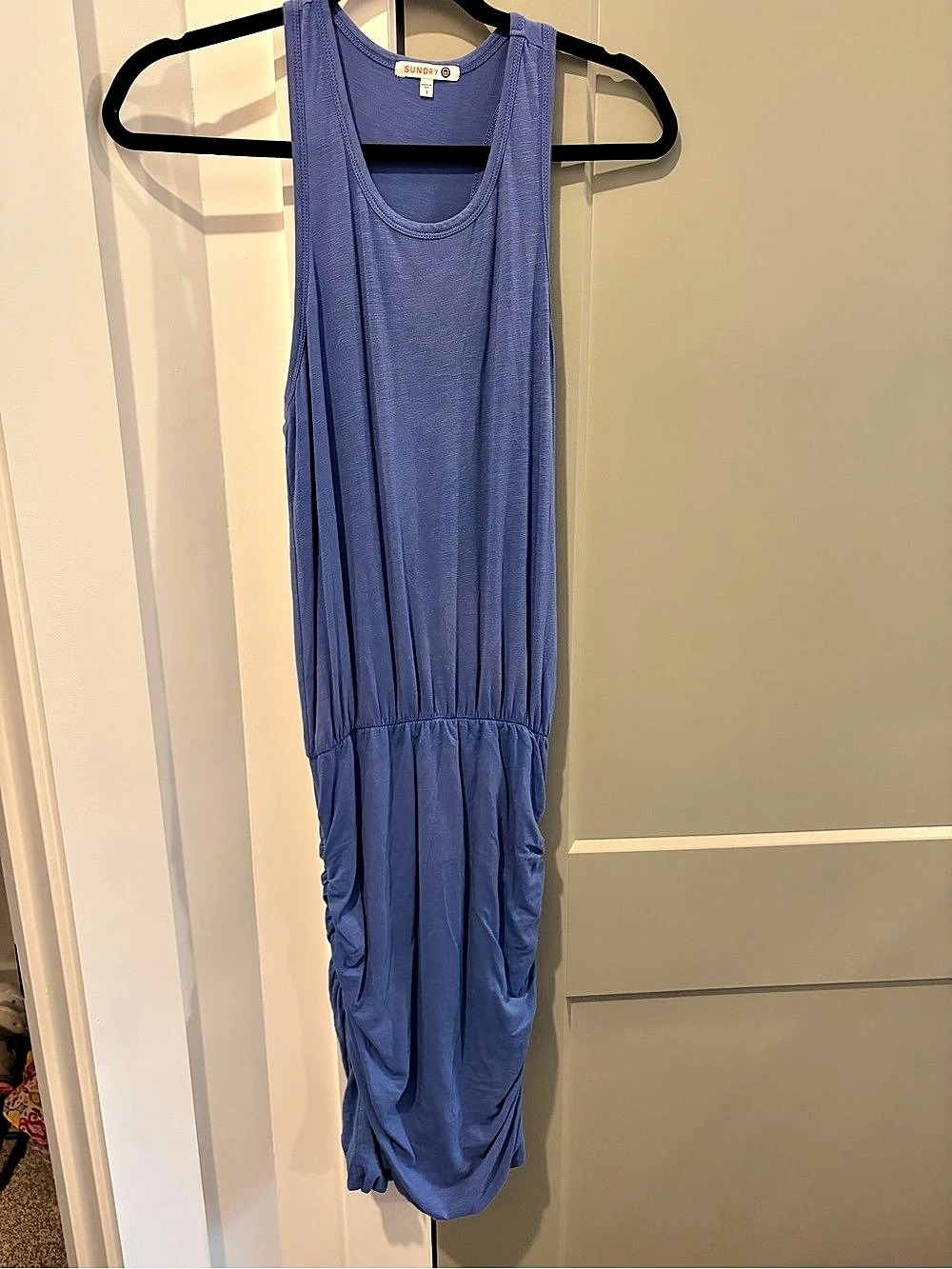 Sundry Ruched Tank Dress Blue Maxi Dress Size 1